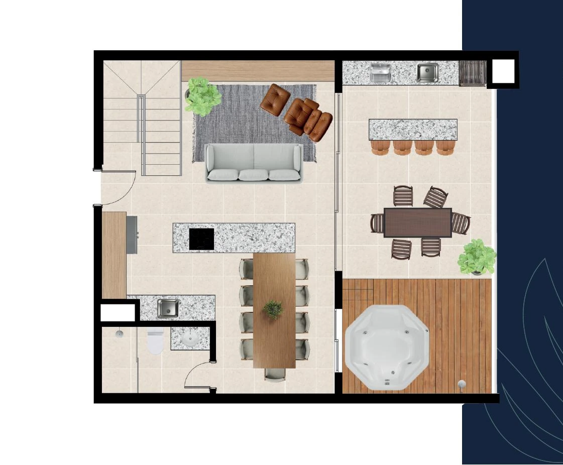 Planta da tipologia Duplex 2 quartos